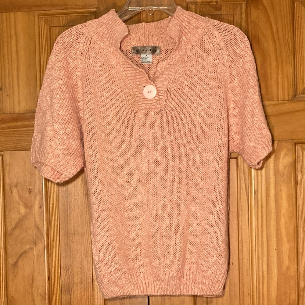 NWOT Sheridan Square Vintage 80s Sweater Short Sleeve Peach Size M Medium